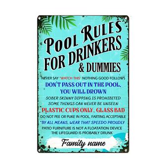Personalized Pool Rules Funny Outdoor Metal Sign - Thegiftio
