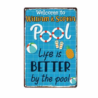 Personalized Funny Pool Gifts, Pool Outdoor Metal Sign - Thegiftio