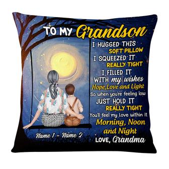 Personalized Grandson Granddaughter Son Daughter Mom Grandma Hug This Pillow - Thegiftio