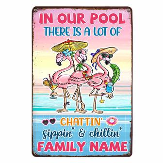 Personalized Pool Yard Decor, Flamingo Pool Metal Sign - Thegiftio UK