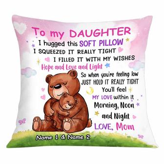 Personalized Bear Mom Grandma To Son Grandson Daughter Granddaughter Hug This Pillow - Thegiftio