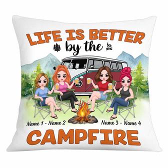 Personalized Camping Friends Gifts, Life Is Better By The Campfire Pillow - Thegiftio UK