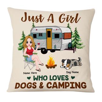 Personalized Just A Girl Who Love Camping Dog Mom Pillow - Thegiftio