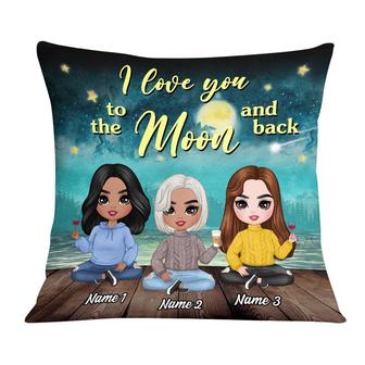 Personalized Mother Daughter Love To The Moon Pillow - Thegiftio
