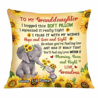 Personalized Elephant Sunflower Mom Grandma Daughter Granddaughter Hug This Pillow - Thegiftio UK