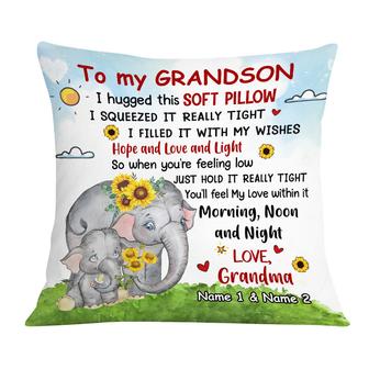 Personalized Mom Grandma Son Grandson Elephant Pillow - Thegiftio