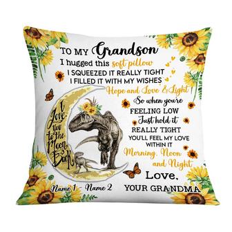 Personalized Mom Grandma Son Grandson Dinosaur Sunflower Pillow - Thegiftio UK