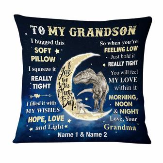 Personalized Mom Grandma Granddaughter Daughter Dad Grandpa Son Grandson Dinosaur Pillow - Thegiftio