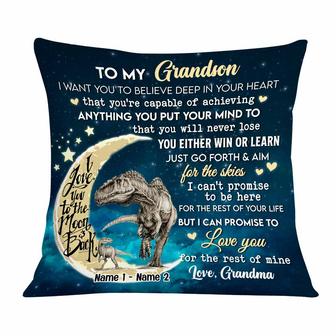 Personalized Mom Grandma Granddaughter Daughter Dad Grandpa Son Grandson Dinosaur Pillow - Thegiftio