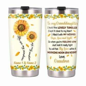 Personalized Sunflower Mom Grandma Daughter Granddaughter Son Grandson Hug This Steel Tumbler - Thegiftio UK