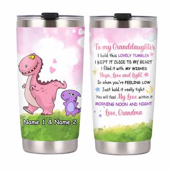 Personalized Dinosaur Mom Grandma To Son Grandson Daughter Granddaughter Hug This Steel Tumbler - Thegiftio UK