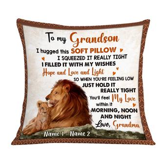 Personalized Lion Mom Grandma To Son Grandson Daughter Granddaughter Hug This Pillow - Thegiftio UK