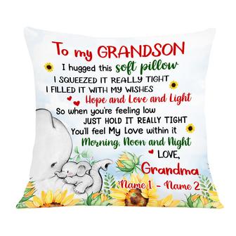 Personalized Grandson Son Granddaughter Daughter Elephant Pillow - Thegiftio