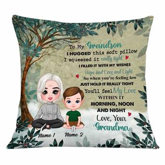 Personalized Grandma And Grandson Gifts, Christmas Gift, Hug This Soft Pillow - Thegiftio UK