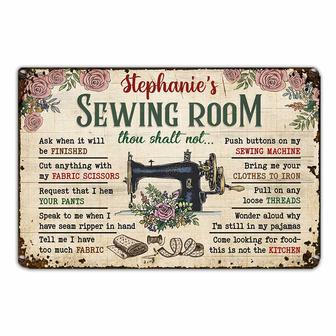 Personalized Sewing Room Rules Metal Sign for Crafters - Thegiftio UK