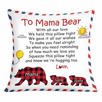 Personalized Gift For Her, Mothers Day, Mama Bear Buffalo Plaid Pillow - Thegiftio