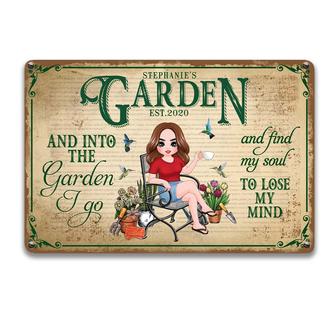 Personalized Gift For Gardeners, Into Garden I Go Metal Sign - Thegiftio