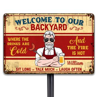 Personalized Dad Grandpa BBQ Grill Outdoor Metal Sign - Thegiftio