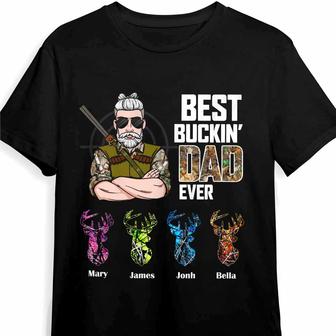 Personalized Best Dad Ever Gift, Dad Grandpa Hunting Gift, Best Buckin' Dad Ever T Shirt - Thegiftio UK