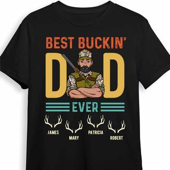Personalized Hunting Fathers Day Gift, Best Buckin' Dad Ever Deer T Shirt - Thegiftio UK