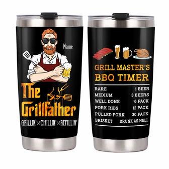 Personalized Dad Grillfather BBQ Timer Steel Tumbler - Thegiftio UK