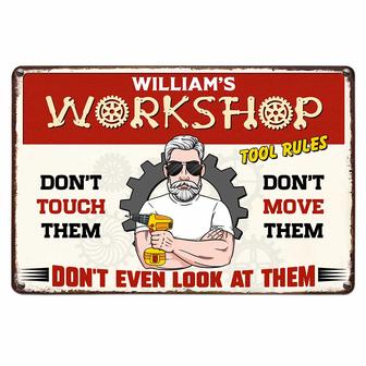 Personalized Dad Grandpa Workshop Metal Sign - Thegiftio