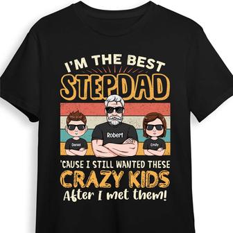 Personalized Dad Grandpa Stepped Up Dad T Shirt - Thegiftio UK