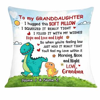 Personalized Grandma Granddaughter Mom Daughter Gift, Cute Dinosaur Hug This Pillow - Thegiftio UK