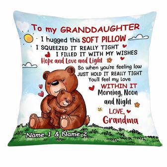 Personalized Grandma Granddaughter Mom Daughter Gift, Cute Bear Hug This Pillow - Thegiftio