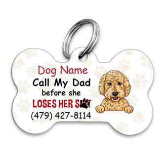 Personalized Christmas Gifts For Dog Dad, Call My Dad Bone Pet Tag - Thegiftio UK