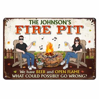 Personalized Husband Wife Firepit Metal Sign - Thegiftio