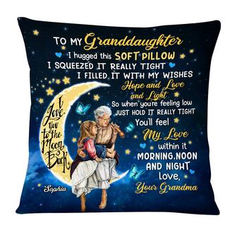 Personalized Grandma Granddaughter Mom Daughter Gift, I Love You To The Moon And Back Hug This Pillow - Thegiftio