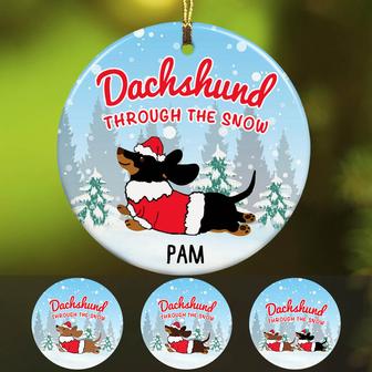 Personalized Through The Snow Dachshund Dog Christmas Ornament - Thegiftio UK