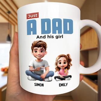 Just A Dad And His Girl 3D Cartoon Custom Mug - Gift for Dad - Thegiftio UK