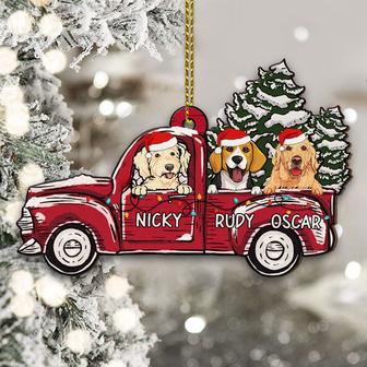 Christmas Dog Red Truck Custom Ornament - Dog Lovers Gift - Thegiftio UK