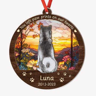Left Paw Prints On Our Hearts Custom Ornament - Dog Memorial - Thegiftio UK