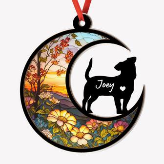 Moon And Dog Silhouette Custom Ornament - Memorial Gift - Thegiftio UK