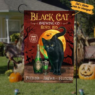 Personalized Black Cat Halloween Garden Flag for Cat Lovers - Thegiftio UK