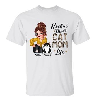 Rockin' The Cat Mom Life Custom T-Shirt - Cat Lovers Gift - Thegiftio UK
