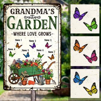 Personalized Mom Grandma Butterflies Garden Metal Sign - Thegiftio UK