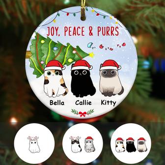 Personalized Joy Peace Purrs Cat Christmas Ornament - Thegiftio UK