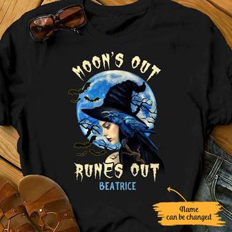 Personalized Witch Moon Out Runes Out Halloween T Shirt - Thegiftio UK
