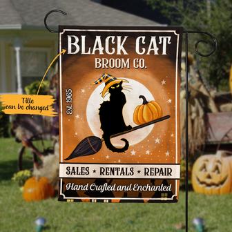 Personalized Black Cat Halloween Garden Flag for Cat Lovers - Thegiftio UK