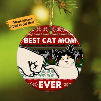 Personalized Tuxedo Cat Mom Dad Christmas Ornament - Thegiftio UK