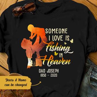 Personalized Memorial Dad Fishing In Heaven T Shirt - Thegiftio UK
