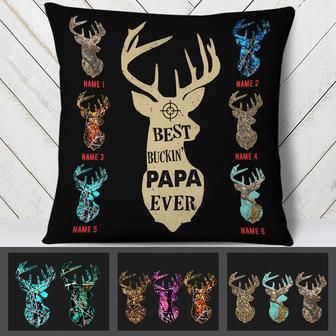 Personalized Deer Hunting Buckin Dad Grandpa Pillow - Thegiftio UK