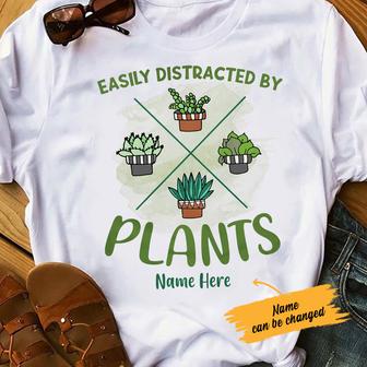 Personalized Distracted By Plant T Shirt - Thegiftio UK
