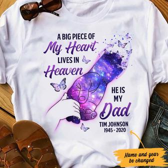 Personalized My Dad Lives In Heaven Memorial T Shirt - Thegiftio UK