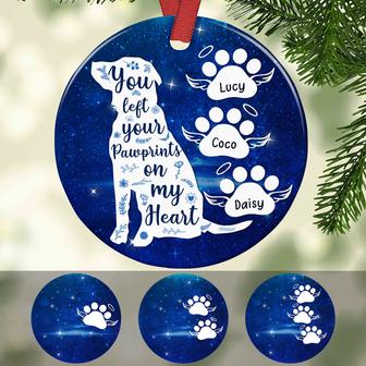 Personalized Pawprints In Heart Dog Memorial Ornament - Thegiftio UK