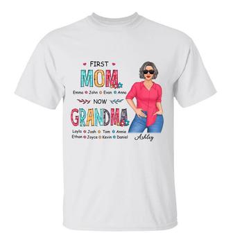 First Mom Now Grandma Posing Nana Custom T-Shirt - Gift - Thegiftio UK